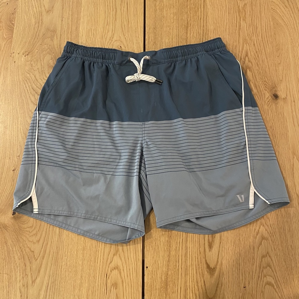 Vuori Trail Yoga Lined Shorts Mens Large Running Performance Athletic Aqua blue